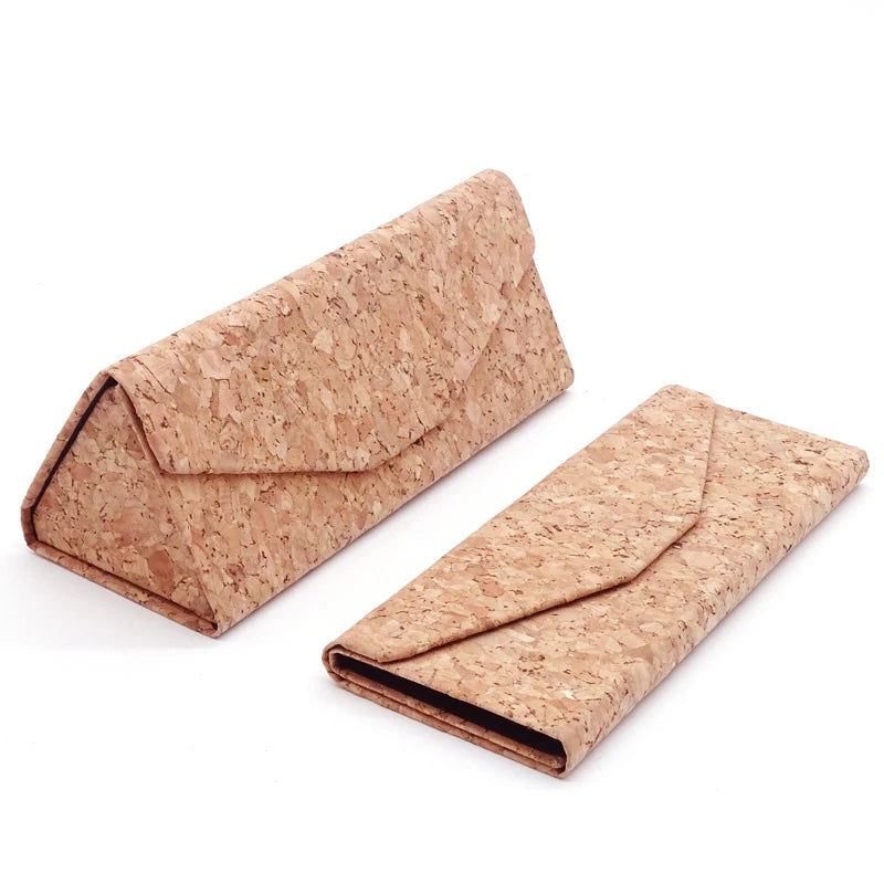 Wholesale Fashion Leather Semi-Hard Classical Folding Handmade Magnetic Rectangle Cork Glasses Case Sunglasses Packaging Box