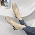 Autumn New Women's Fashion Square-toed Flat Shoes Two-way Wear Half-drag Loafers Versatile and Suitable for Various Occasions
