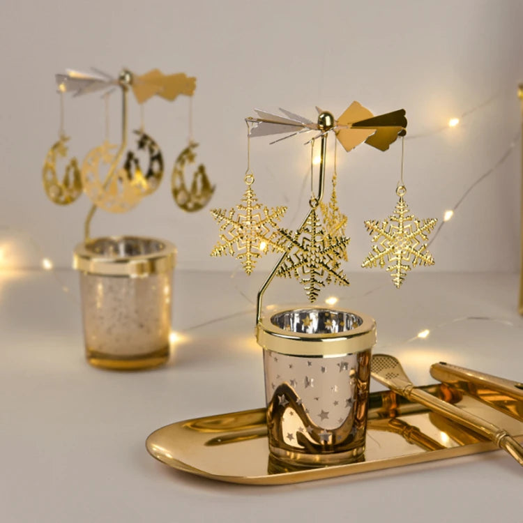 Hot Selling Variety Romantic Rotating Ornaments Aromatherapy Hollow Christmas Decoration Candle Holder