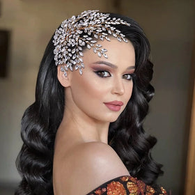 Elegant Handmade Beaded Rhinestone Hair Accessories for Women Bridal Hair Vine Wedding Bride Hair Comb Headpieces Headband