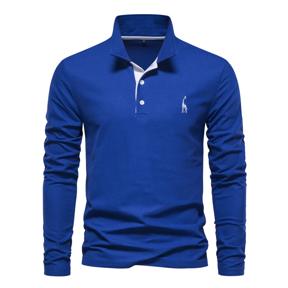 Spring and Autumn New Lapel Men's Cotton Polo Shirt Fashion Casual Men's Embroidery Long Sleeve Spot Wholesale