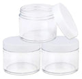 60 ML (2 Oz) Round Clear Leak Proof Plastic Container Jars with White Lids for Travel Storage Makeup Cosmetic