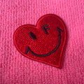 Bright Red Color 100% Full Embroidery Emblemdie Cut Heart logo Fabric Embroidery Patch for Jeans