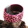 Wholesale Fashion 2.8cm Leather Leopard Armbander Magnetic Clasp Real Leopard Horsetail Leather Wrap Bracelets MegaBDM