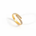 18K PVD Gold Plated Dainty Resizable Micro Cubic Zirconia Pave Adjustable Stainless Steel Ring Tarnish Free Waterproof  Jewelry