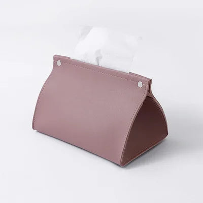 Simple Fake Leather Tissue Case Box Portable Washable Eco-Friendly Vintage Design 19.5x13x12cm