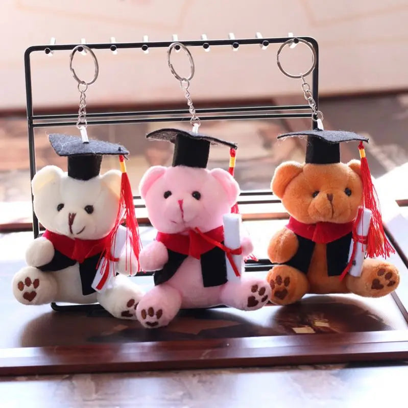 10cm Wholesale Mini Cute Stuffed Animal Graduation Teddy Bear Plushie Key Chain Plush Keychains Toys Graduation Teddy Bear Gift