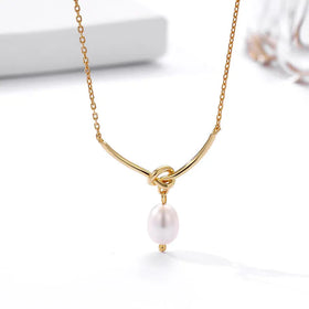 S925 Sterling Silver Smile Pearl Necklace Girls Models Light Luxury Niche Smile Collarbone Chain Fine Jewelry Necklace