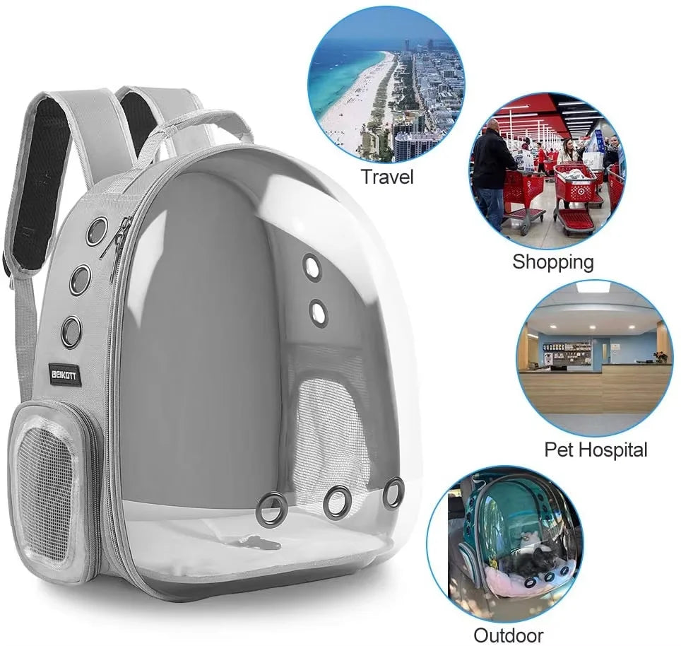 Portable Pet Backpack Space Capsule Carrier | Breathable Travel Backpack for Cats & Small Dogs