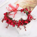 Christmas Party Hot Fashion Bridal Headwear Red Artificial Berry Flower Rattan Adjustable Hair Decoration