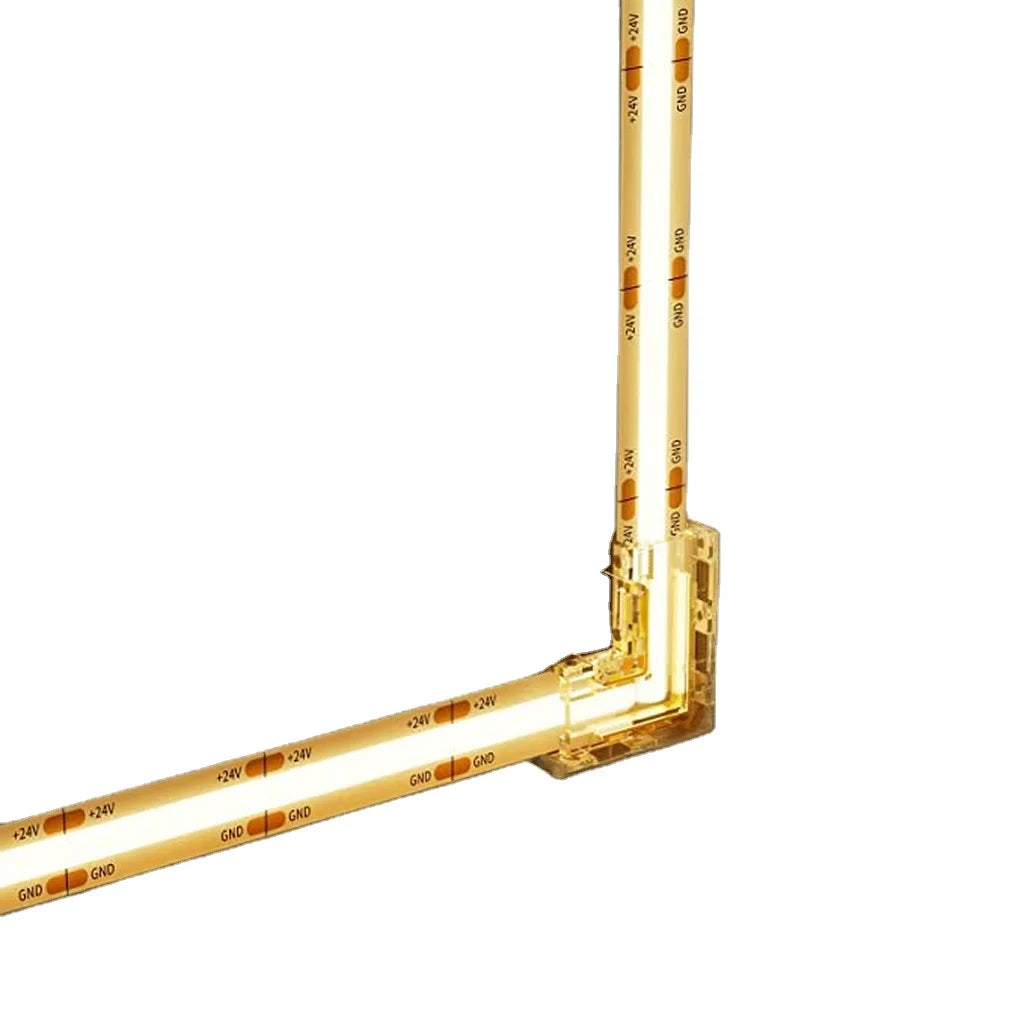 L Shape COB LED Strip Connector Seamless 90 Degree Corner Connectors Free Soldering Quick Easy Connecting Kit