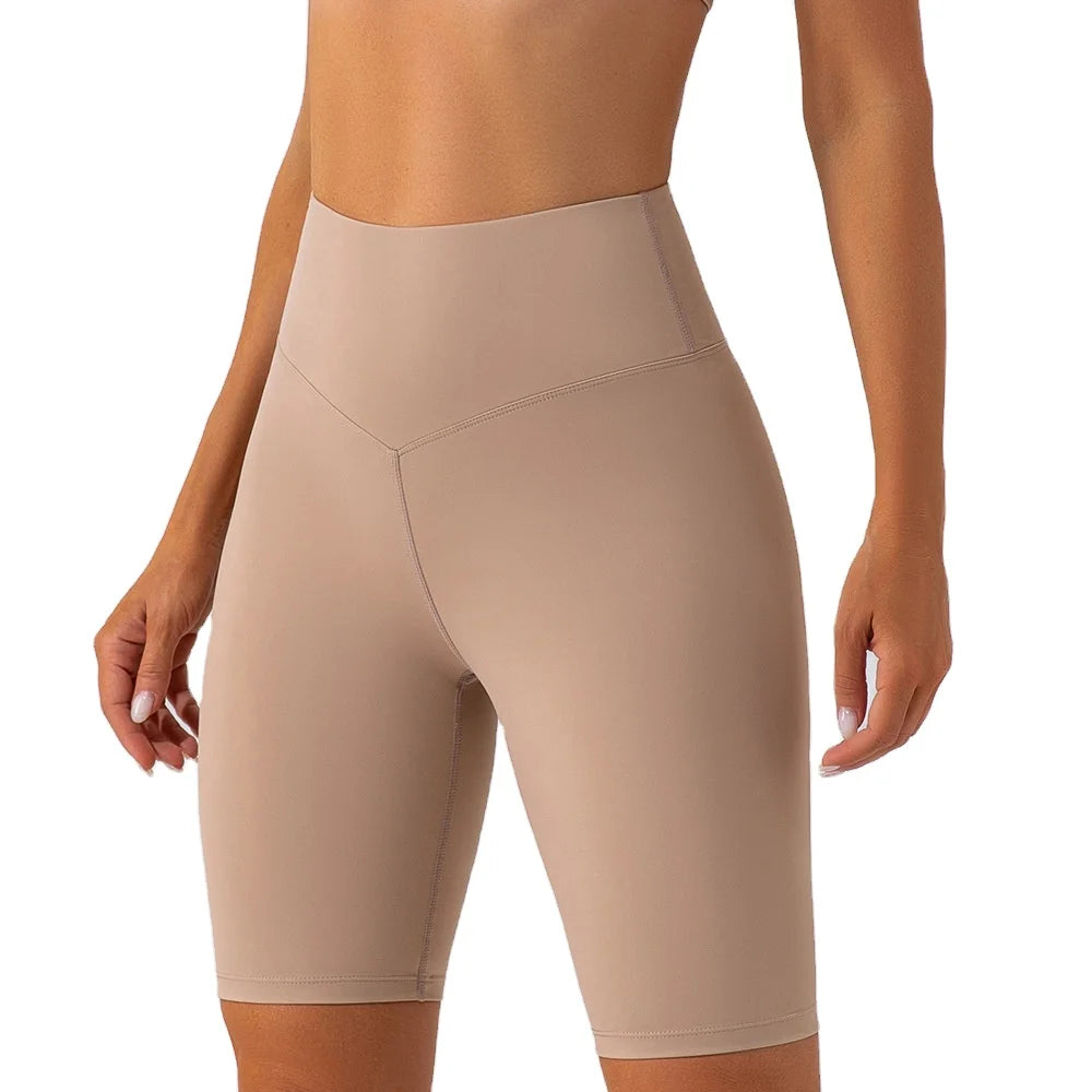 Custom Logo Gym Jogging Soft Nude High Waist Women Yoga Shorts