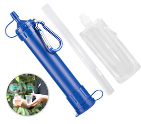 Portable Survival Emergency Kit with 4500 Liters Personal Water Filter Straw for Outdoor Camping Hiking Fishing