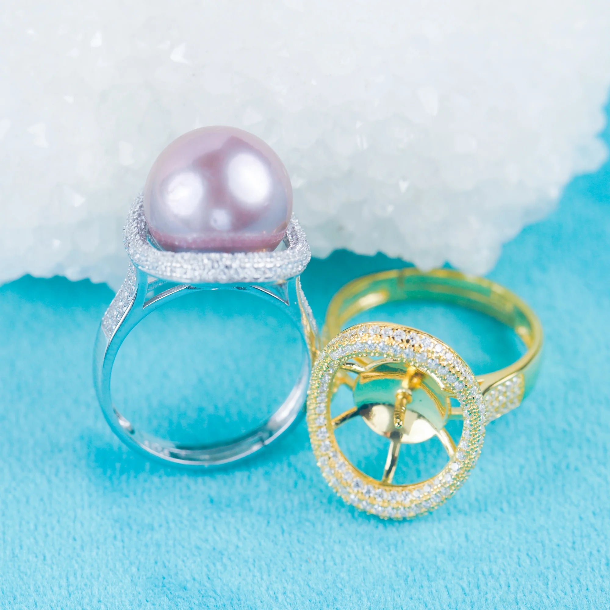 Re030980 DIY 9-11mm Natural Freshwater Pearl Ring Accessory 925 Sterling Silver Adjustable Size Engagement Ring for Women