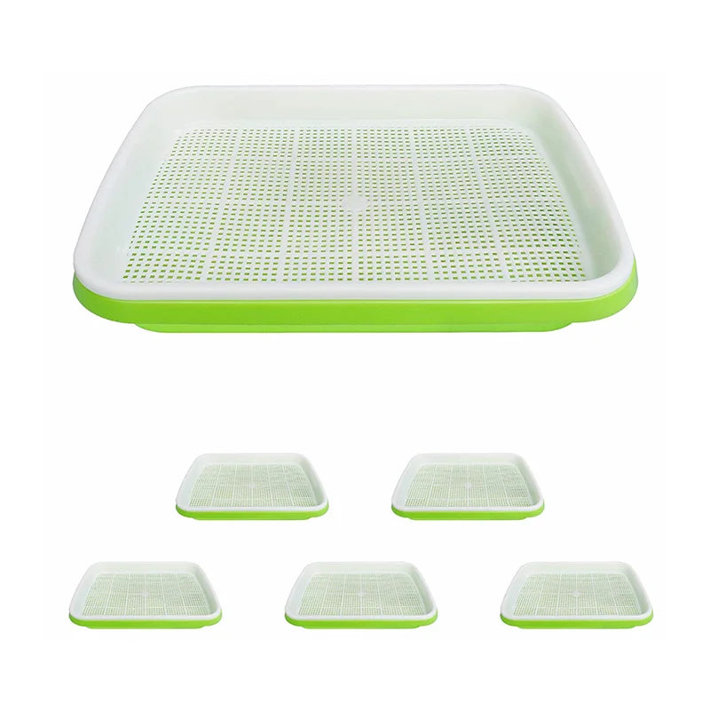 Hydroponics Soilless Seeds Sprouter Tray and Germination Double Tier Nursery Green Durable PP Plastic Seedling Planter Tray