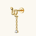 TOPOSH Fantasy Sword Body Jewelry Pave Set Zircon Dagger Stud with Internal Thread for Nose Piercing Titanium Gold Plated
