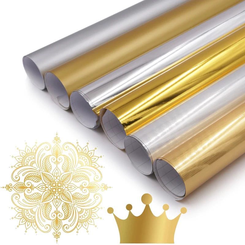 Poster Material Warranty 3 Years Cutting Gloss Glod Silver Color PET Film Coffee Cup Self Adhesive Vinyl Sheets Permanent Vinyl