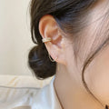 Hot Sale Pearl Clip on Earrings Wire Shiny Iced Out Zircon CZ Geometric Cuff Earrings Girls Jewelry