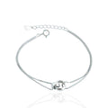 Polishing Interlocking Circles Dainty Solid 925 Sterling Silver Bracelet Gift for Her