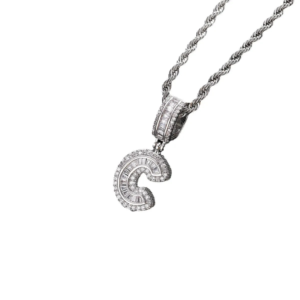 2024 Fashion Initial Necklace Zircon Letter Pendant A-Z Chunky Charm Choker Hiphop Jewelry Weddings Men Women Copper Material