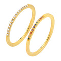 Fashion Gold Plated rainbow Color Zircon Charm Dainty Stainless Steel Thin Ring