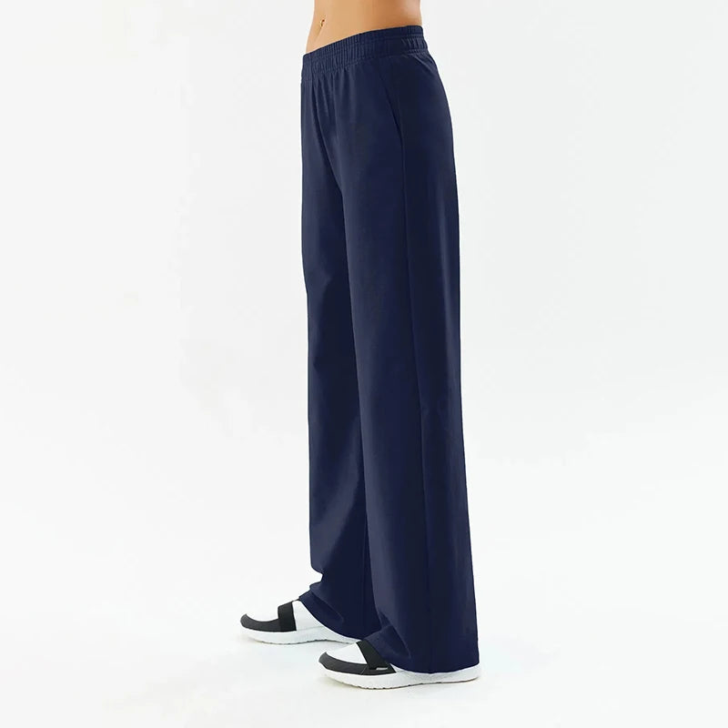 Women's Custom Casual Exercise Yoga Jogger Pants Breathable Wide Leg Sweatpants Elastic Waist Closure Pocketed Jogging Trousers