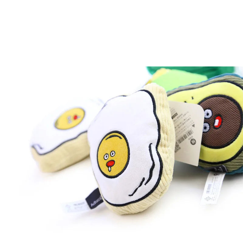 Ins Striped Avocado Toast Omelette Custom cat Toys Interactive Plush Stuffed Toy cat with Catnip