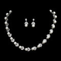 2022 New Shiny Crystal Wedding Jewelry Set Bridal Necklace Earrings Set Pearl Flower Zircon Jewelry Set for Women Girls