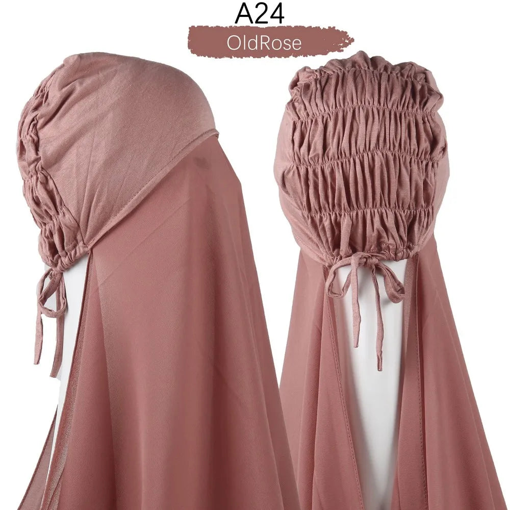 Custom Made Instant Chiffon Hijab With a Bonnet Under Scarf Unique Design Chiffon Hijab Scarf for Muslim Women