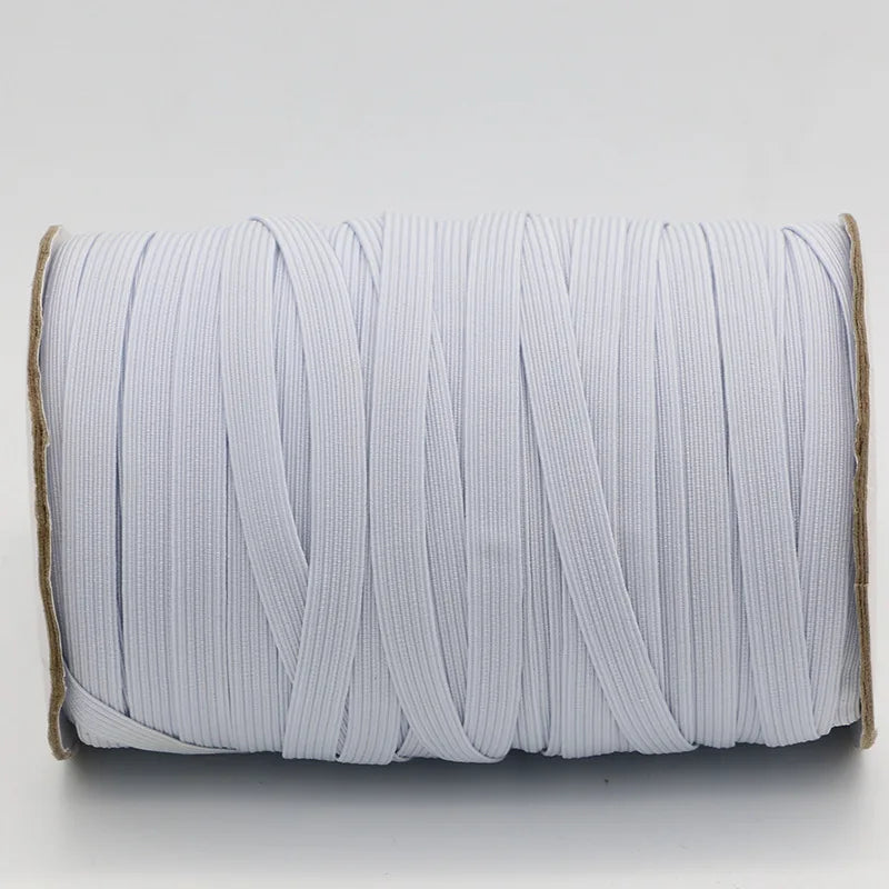 Wholesale Stock 3mm 4mm 5mm 6mm 7mm 8mm 9mm 10mm 12mm 15mm Flat White and Black Knitted Polyester Elastic Band Tape
