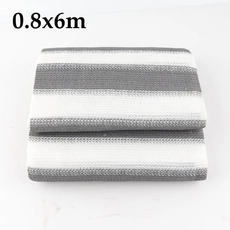 80% Shading Grey White Stripe HDPE Garden Sun Shade Net 0.8x6m (2.6ftx19.7ft) Outdoor Terrace Privacy Net with Windproof Feature