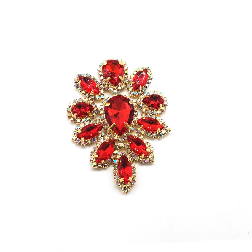 Claw Setting Drop-shaped Multi Colored Rhinestone Applique Custom Rhinestone Patch Shoulder Applique
