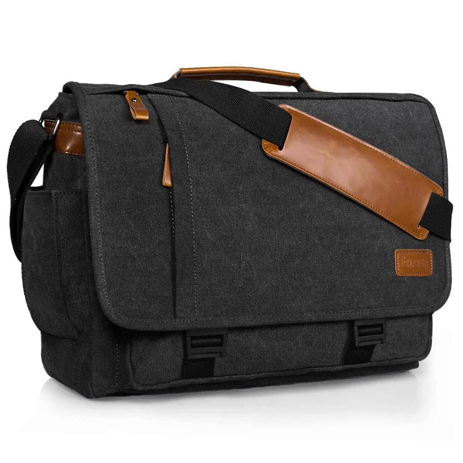 Cool Best extra Large Black Waterproof Waxed Canvas Mens Tote Crossbody Messenger Bag for 13 14 15 16 17 18 Inch Laptop Sleeve