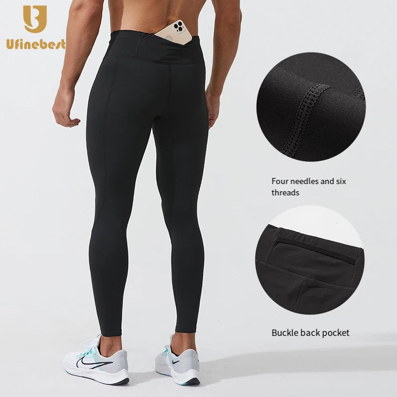 Quick Dry Men's Tight Pants Sweatpants Fitness Fleece-lined Training Running Compression Joggers Sports Trousers Man Legging