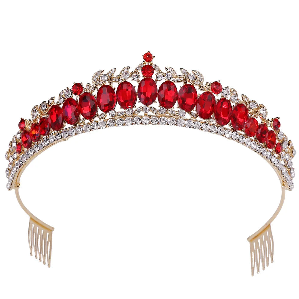Baroque Crystal Rhinestone Bridal Hair Crown Accessories Wedding Party Princess Queen Crown and Tiara With Comb
