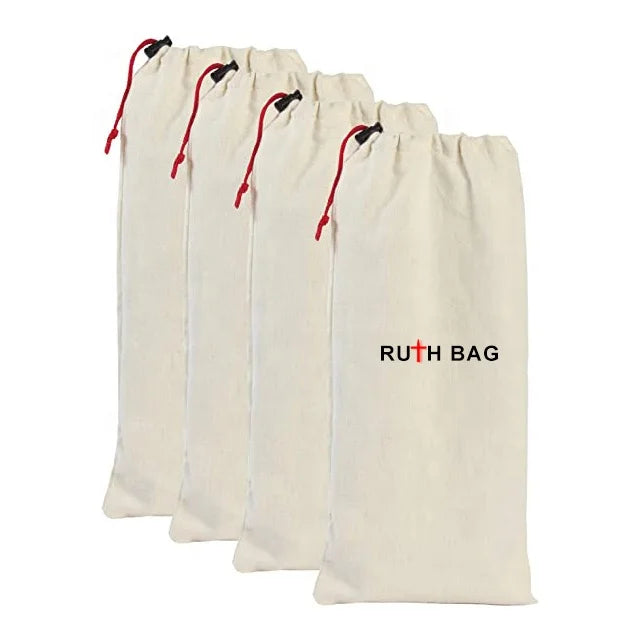 Ruthbag 100% Cotton Punch Style Medium Drawstring Shoe Storage Bags Great for Travel Machine Washable Letter Pattern Protective