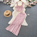 Women's Sets Summer Fashion Hollow Out Hollow Out Tops High Waist Casual Knitting Two Piece Set Ropa Wholesale