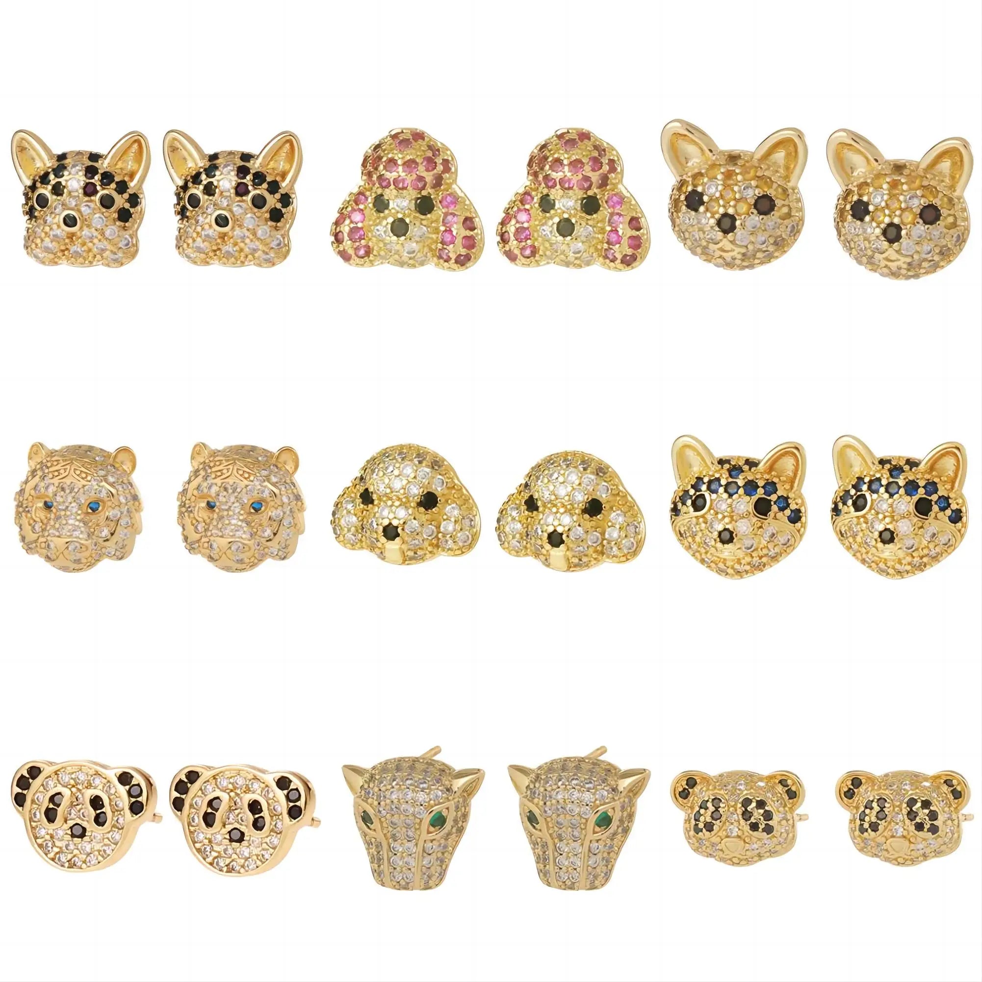 925 Silver Needle Rhinestones Dog Ear Studs Prevent Allergy Puppy Earrings 2022 Fashion Jewelry Accessories for Women Girls