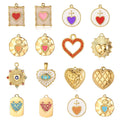 Versatile 18K Gold Plated Stainless Steel Charms Heart Pendant Handmade DIY Bracelet Necklace Jewelry Accessories Birthday Gift