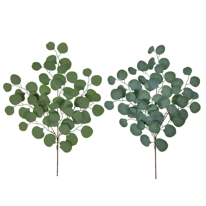 2024 Simulation Wedding Decor Bulk Stem Silk Artificial Eucalyptus Leaves  for Christmas Home Decorative