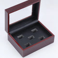 5 Holes Wooden case With Leather and Sponge Can Set 5 Pieces Championship Ring  Wooden Box