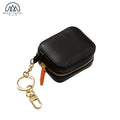 Custom Handmade Genuine Leather Small Earphone Storage Case with Zipper Travel Portable Airpod Cover Protective Case Christmas