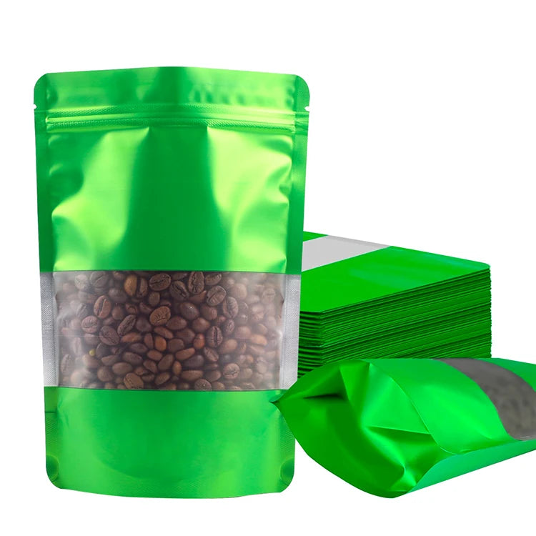 Aluminum Foil Doypack Coffee Tea Package Flat Bottom Coffee Bean Packaging Bag with Valve and Zipper