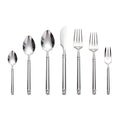 Luxury 304 Stainless Steel Forged Cutlery Set Silver Bamboo Handle Flatware Mirror Polished Knife Fork Spoon For Hotel Wedding