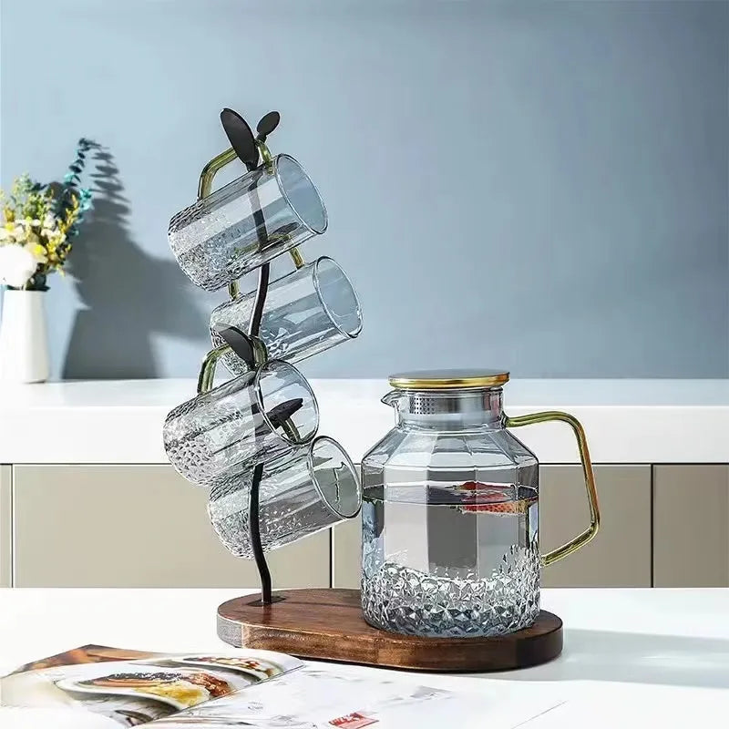 1800ml+320ml*4 Water and Milk Jug Transparent Borosilicate Glass Pitcher Set With Gift Box