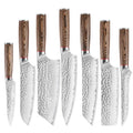 Forged Sandblasted Santoku Chef Knife Set Stainless Steel Meat Cutter Slicer Ambidextrous Dishwasher Safe Modern Design for