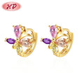 Customized Fashion Hypoallergenic 18k Gold Plated Cubic Zirconia Cz butterfly Huggie Earrings Cheap Good Quality Jewelry