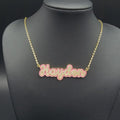 Shangjie Custom Enamel Necklace Gold Link Chain OEM Brass Collier Heart Letter for Weddings Parties Personalized Name Plating