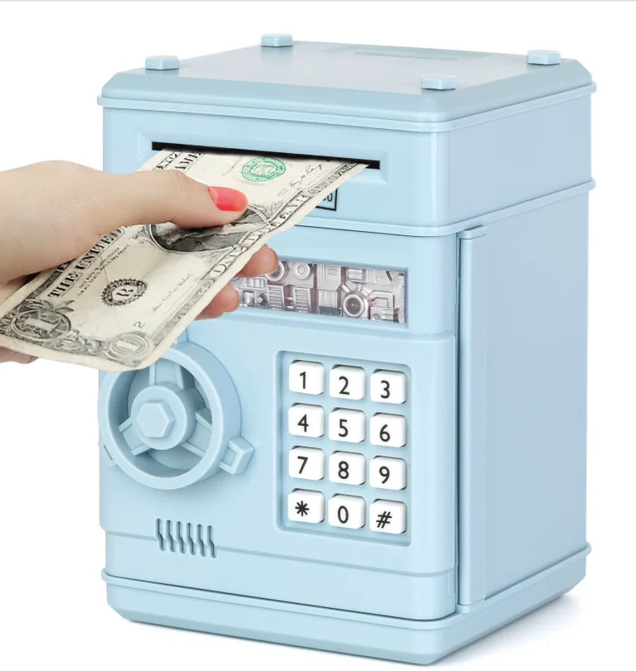 CE RoHS Certified Target Lockable ATM Inspired Kids Money Box Piggy Bank Toy for Coin and Paper Money Storage Safe and Secure