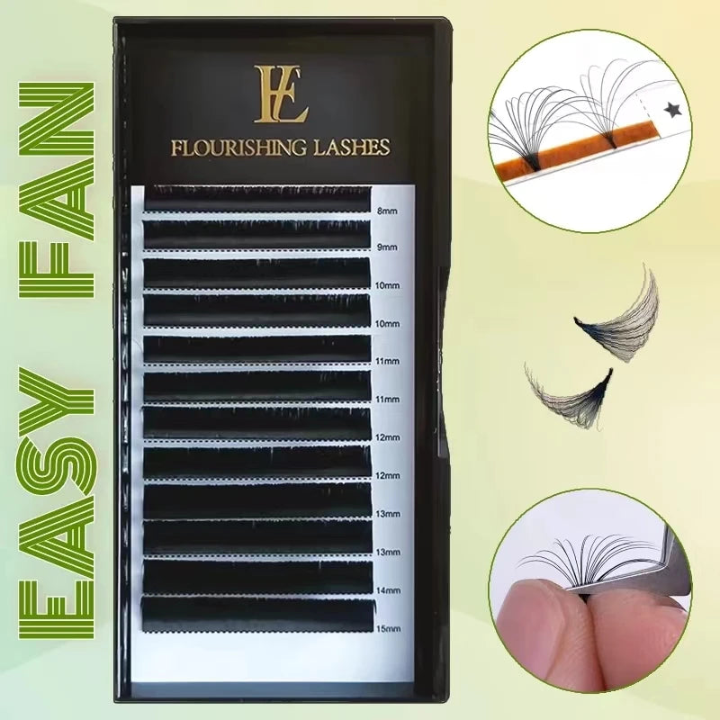 Quick Fan Fast One Second Blooming Eyelash Extensions 0.03 0.05 0.07 0.10mm Easy Fanning Volume Lashes